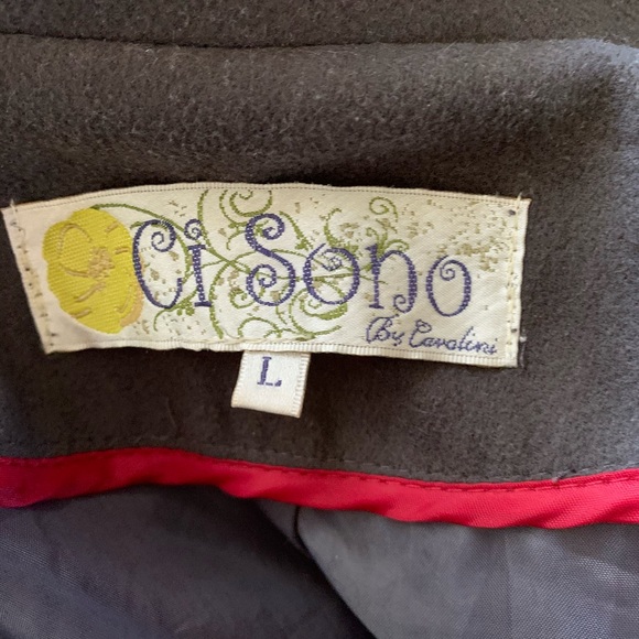 Pea Coat Wool Blend Double Breasted Long CI SONO L - Picture 15 of 16